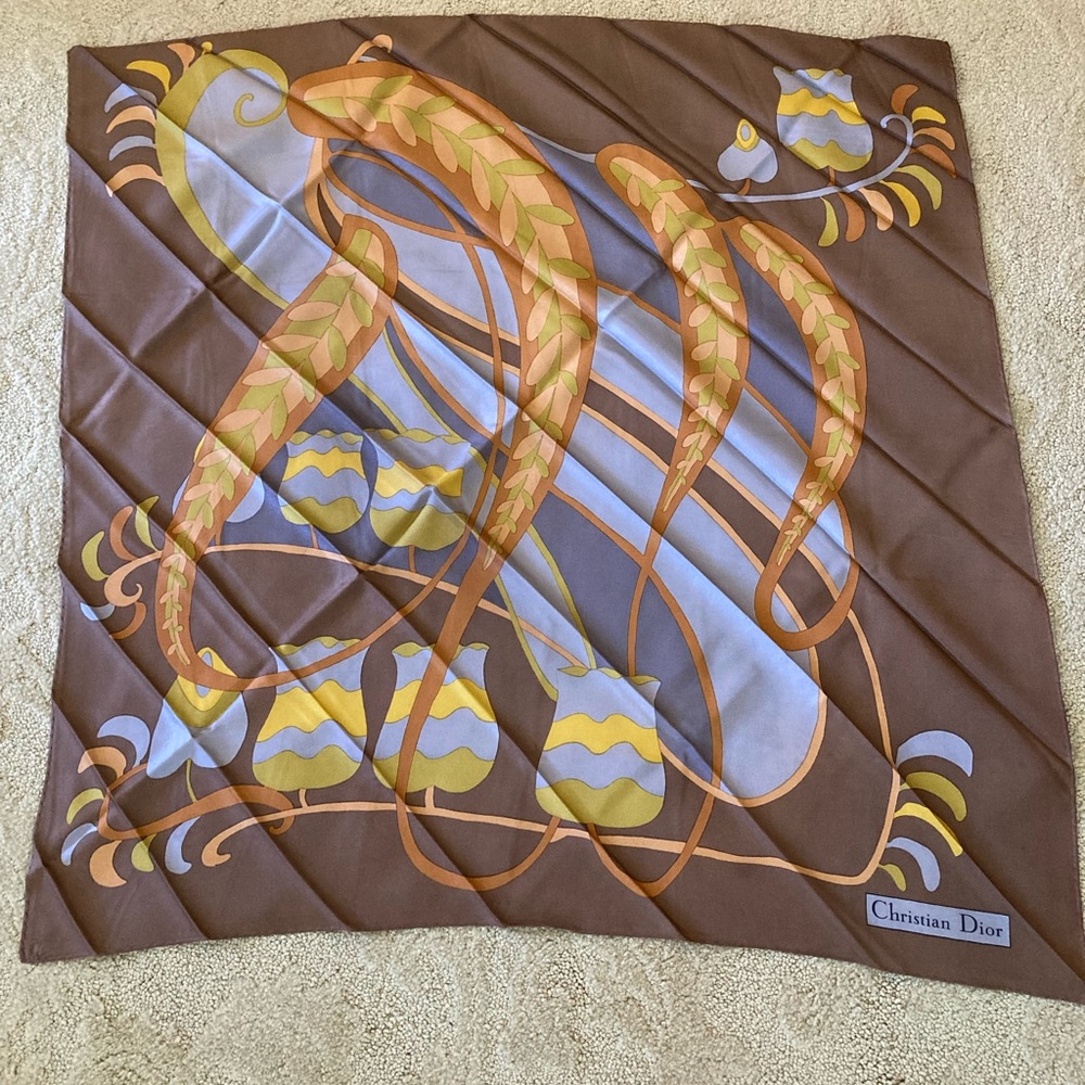Vtg Christian Dior Silk 30” Square Scarf